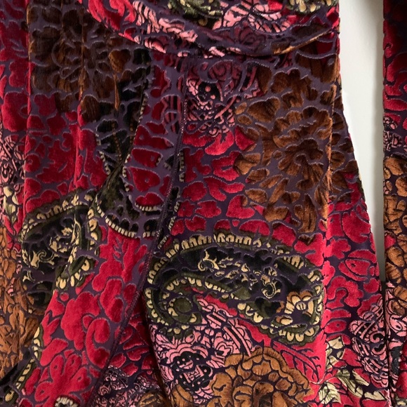 CAROLE LITTLE boho velour paisley multi beaded tunic top S - Picture 5 of 9